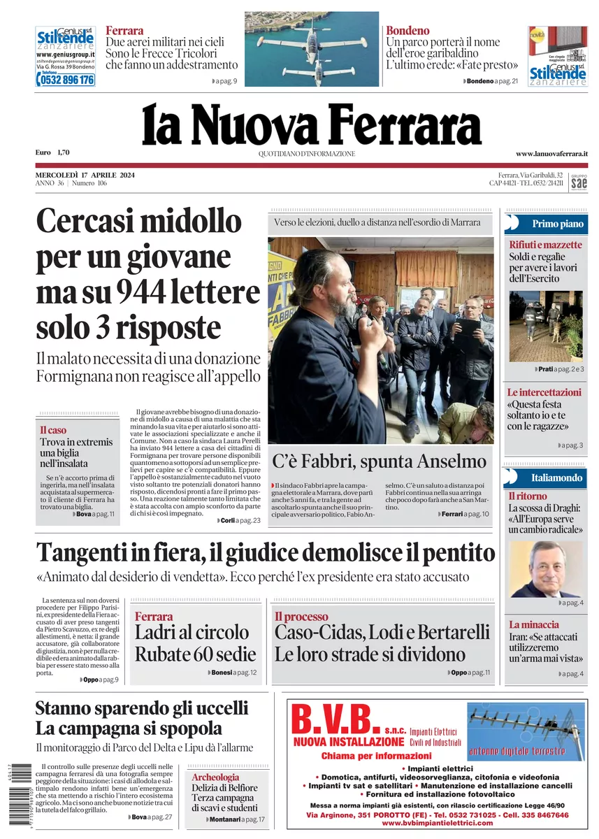 Prima-pagina-nuova ferrara-oggi-edizione-del-2024-04-17